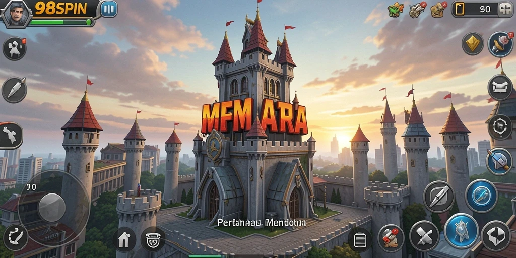 Tangkapan layar 98SPIN menampilkan aksi seru dalam pertahanan menara.