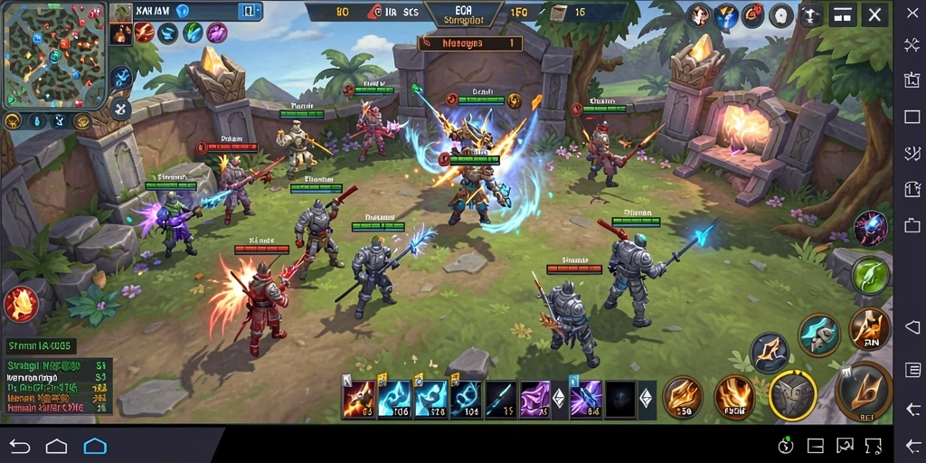Screenshot utama F08 menampilkan pertempuran seru dalam gameplay SLG.