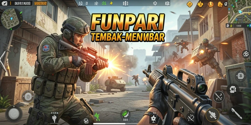 Screenshot menunjukkan pemain dalam aksi tembak-menembak intens.