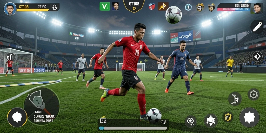 Screenshot GT108 menampilkan momen seru dalam permainan olahraga.