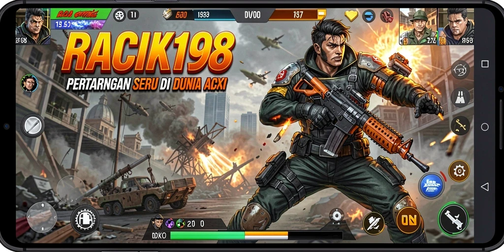 Screenshot menampilkan aksi seru dan gameplay intens di RACIK198.