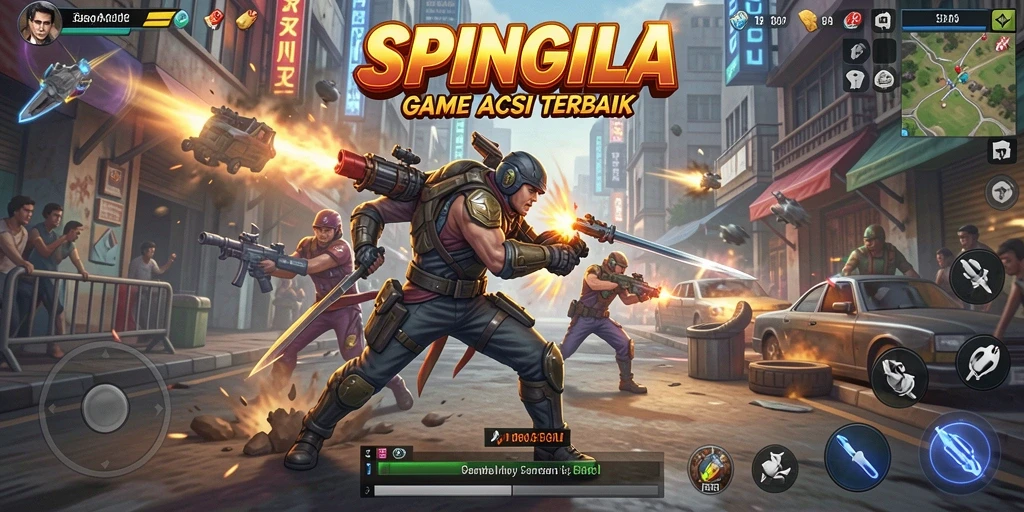 Gameplay SPINGILA menampilkan aksi mendebarkan dan grafis memukau.