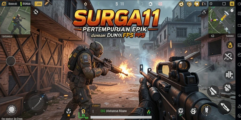 Gameplay seru SURGA11 dalam aksi FPS yang intens.